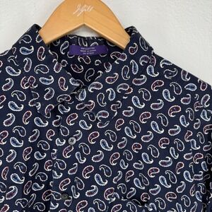 Alan Flusser Paisley Cotton Button Shirt Long Sleeve XXL Dark Business Casual